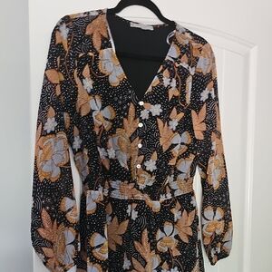 Daniel Rainn Black and Orange Floral Dress